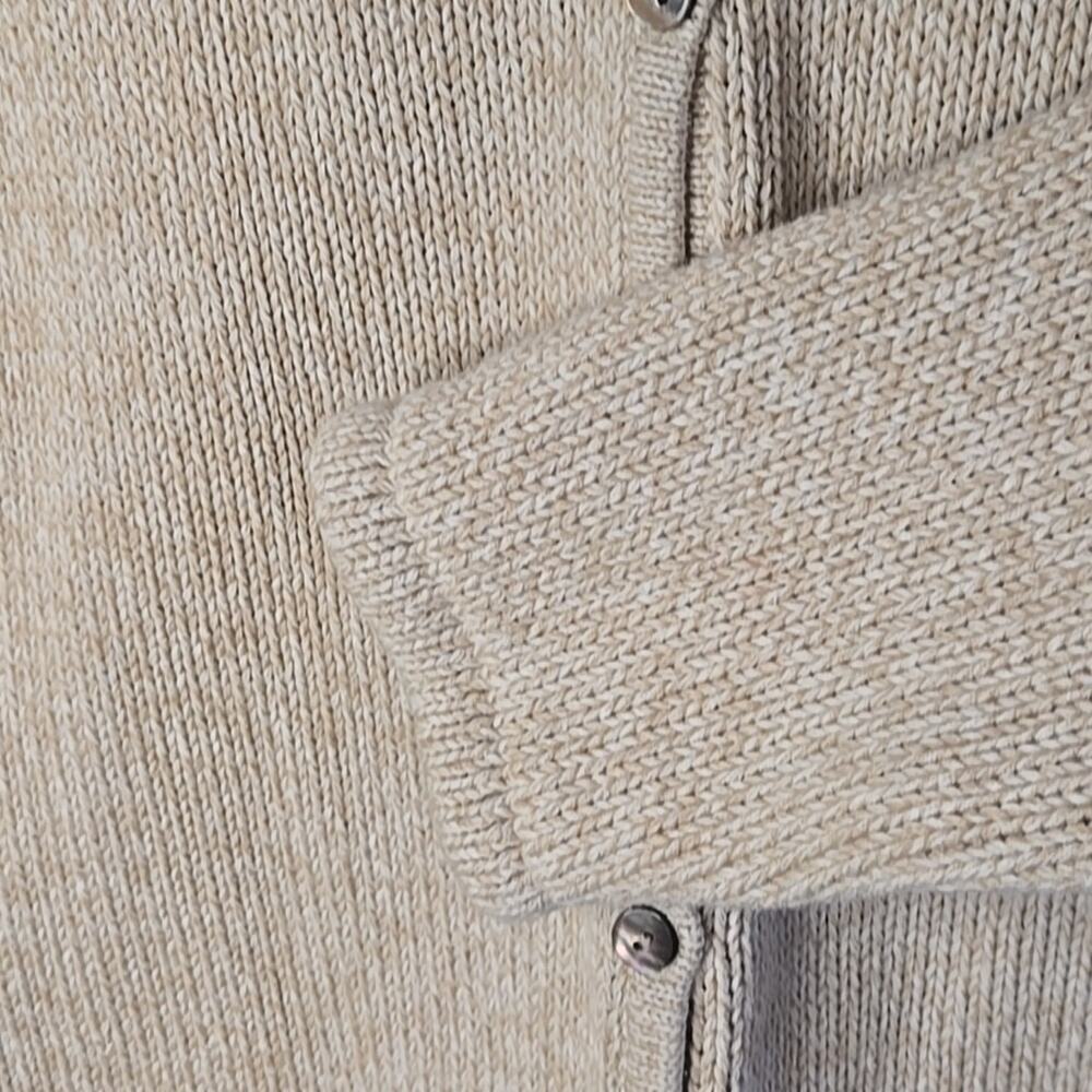 L.L. Bean Women’s Cotton Knit Cardigan Sweater Large Oatmeal Beige Button Front - Picture 5 of 9